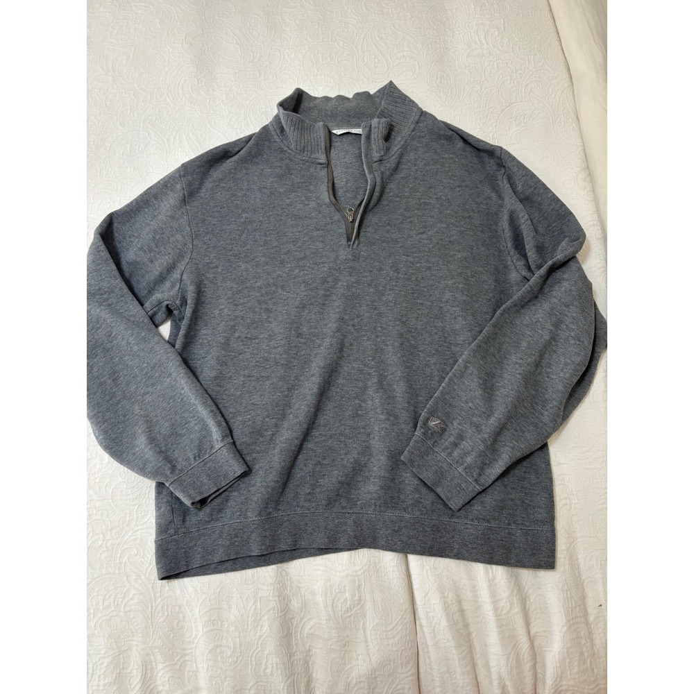 Cutter & Buck Mens Large Gray 100% Cotton Quarter Zip Pullover Sweater Knit Mock